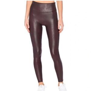 SPANX Black Exterior with Deep Plum Metallic  Shapewear Leggings